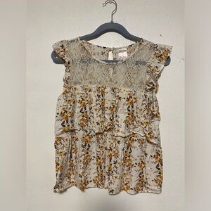 White and Yellow floral top